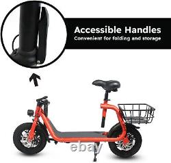 Trottinette électrique tout-terrain pour adulte avec siège pliable, double moteur 450W, VTT étanche rouge