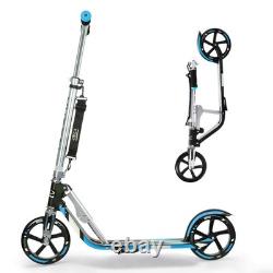 Trottinette pliable à hauteur réglable pour enfants, bleue, grandes roues de 8 pouces