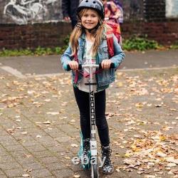 Trottinette pliable à hauteur réglable pour enfants, bleue, grandes roues de 8 pouces