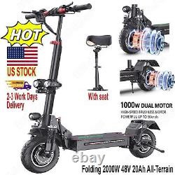 Trottinettes Électriques 2000W Moteurs Doubles 48V 20Ah 31mph 10'' Pliable Tout Terrain eScooter