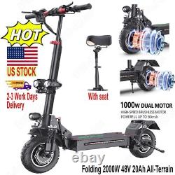 Trottinettes Électriques 2000W Moteurs Doubles 48V 20Ah 50km/h Pliantes Tout Terrain eScooter