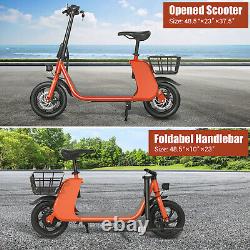 Vélo électrique pliable rouge pour adulte avec siège Scooter électrique Moped Commuter 450W 36V